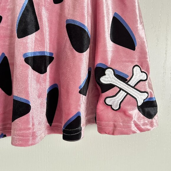 Dolls Kill X Hanna Barbera Primal Instincts Mini Skirt - Medium Pink Velvet - Picture 2 of 4